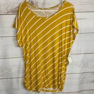 Love Nation Yellow W/ White Striped Blouse Size 2XL